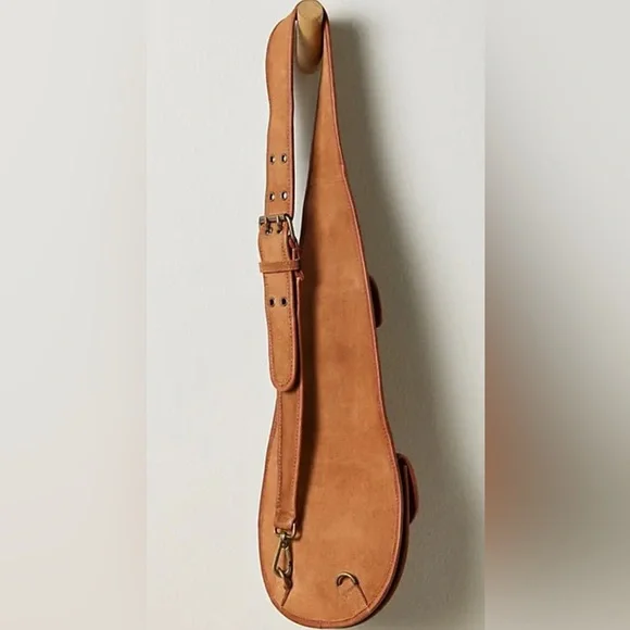 Free People Selena Suede Sling Bag Cognac New Tan Pocket Bag - Picture 6 of 6